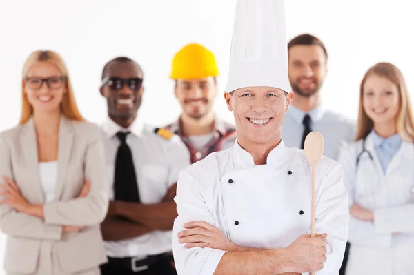 Fiducioso chef maschio in uniforme — Foto Stock