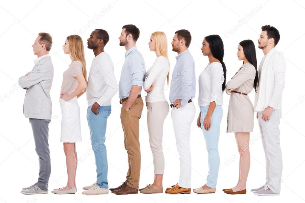 Group of people standing in row