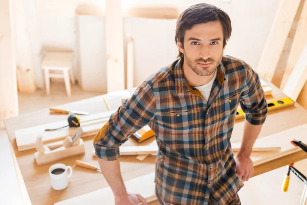 Confident young male carpenter — Stock Photo, Image