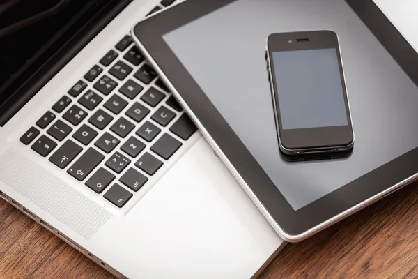 Laptop with digital tablet and mobile phone — Stock Photo, Image