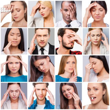 Collage of people suffering from different pains