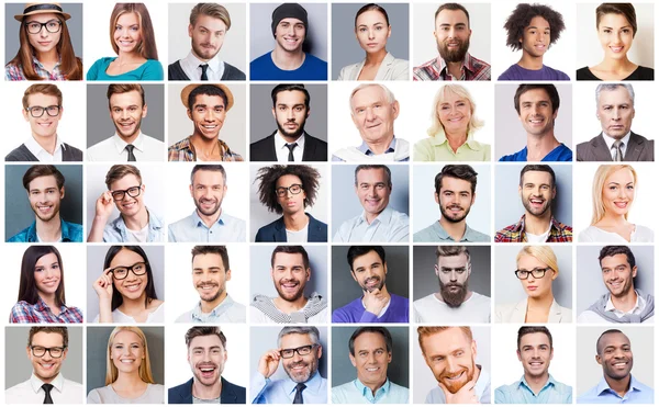 Collage verschiedener multiethnischer Menschen Stockfoto