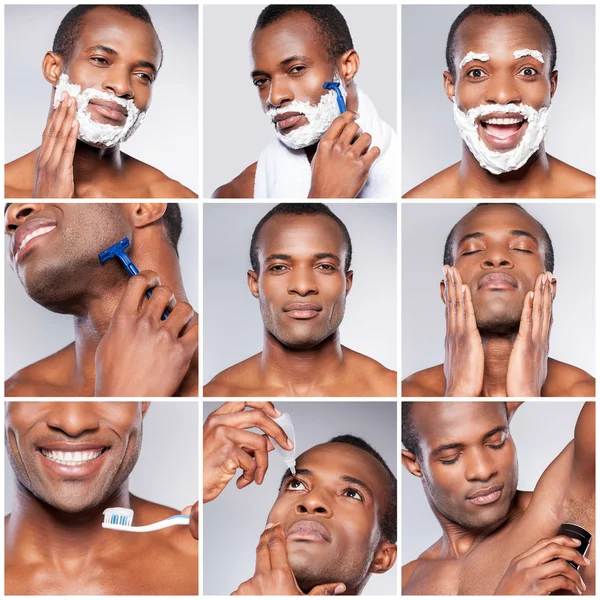 Bonito jovem Africano homem grooming — Fotografia de Stock