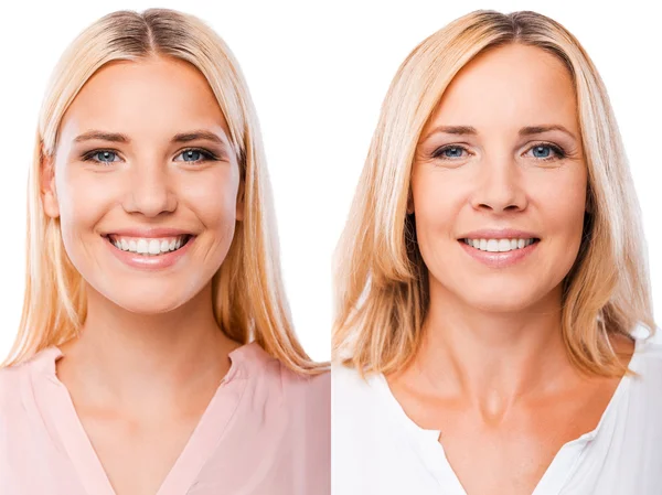 Blond hair mother and daughter — Stock Photo, Image