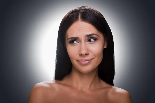 Frustrated young shirtless woman — Stock Photo, Image