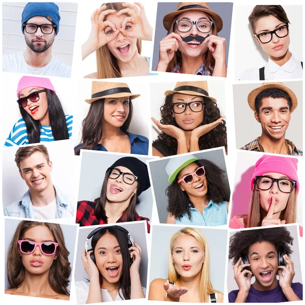 Multi-ethnic people expressing different emotions — Stock Photo, Image