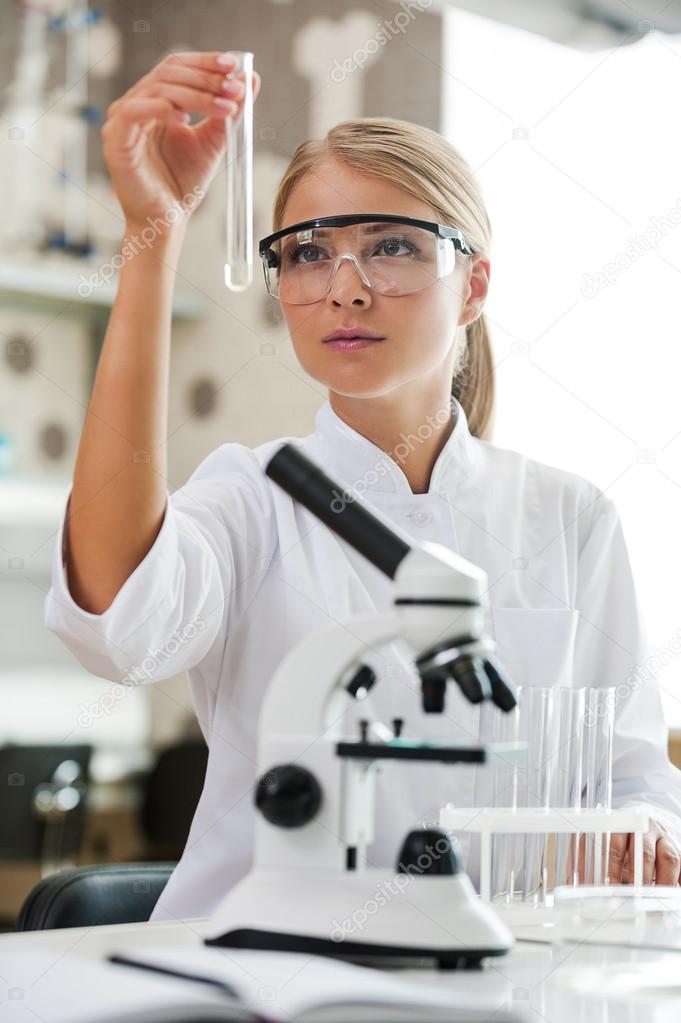 Beautiful young female scientist
