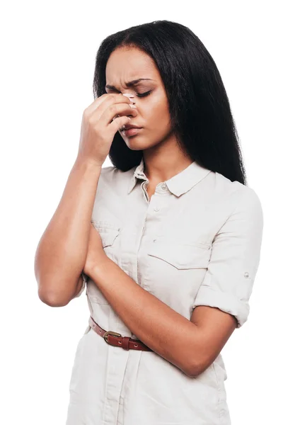 Gefrustreerd jonge Afrikaanse vrouw — Stockfoto