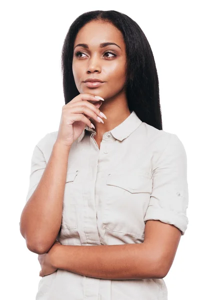 Thoughtful young African woman — Stock Photo, Image