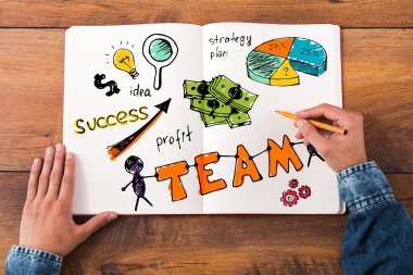 adam onun not defterinde çizimi