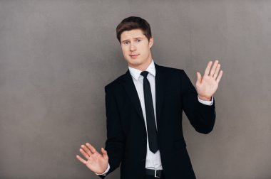 Frustrated man  stretching out hands