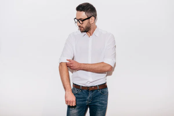 Confident mature man in white shirt — Stock Photo, Image