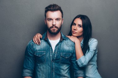 woman bonding to handsome beard man