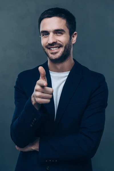 Cheerful man pointing you — Stock Photo, Image