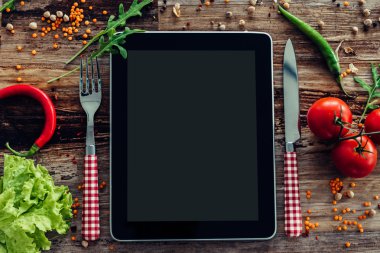 Dijital tablet sebze ile döşeme