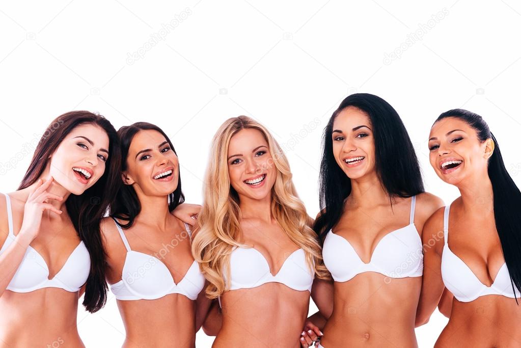 Women in lingerie bonding to each other
