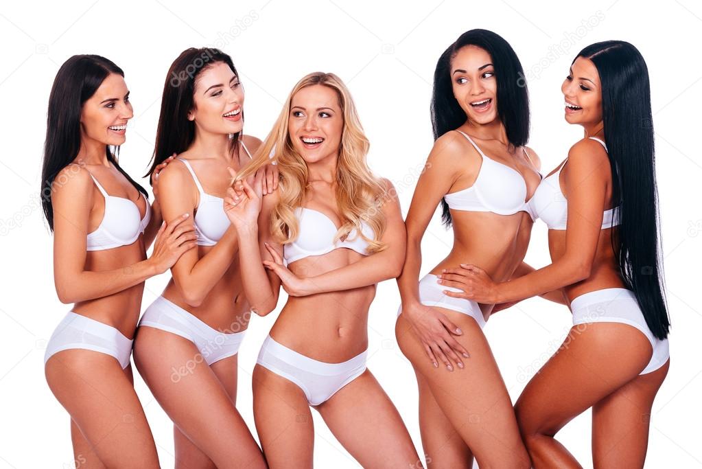 Women in lingerie bonding