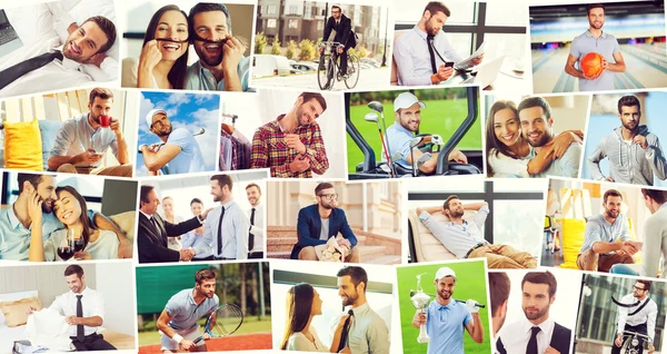 Handsome man in different life situations — Stock Photo, Image