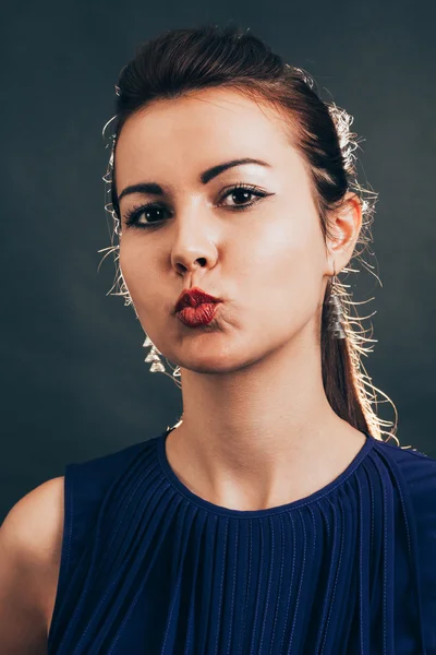 Attractive woman's kiss — Stock Photo, Image