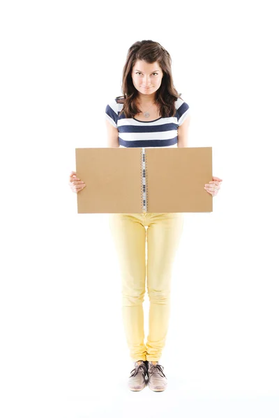 Frau mit leerem Sammelalbum — Stockfoto