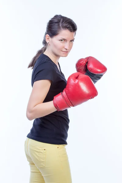 Boxer žena pózuje — Stock fotografie