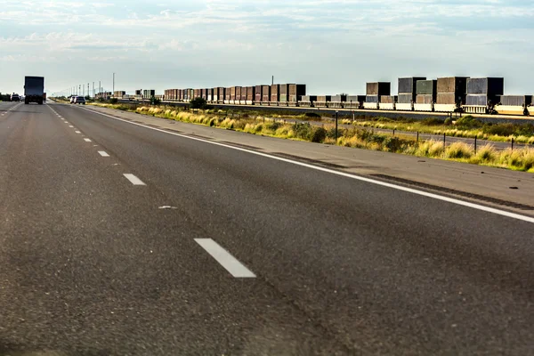 Highway and train — Stock Photo, Image