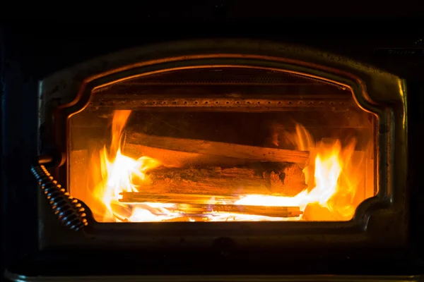 Fireplace Burning Wood — Stock Photo, Image