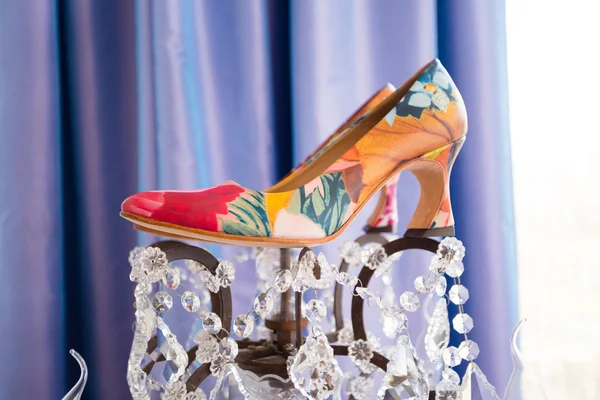 Nevěsta svatební den boty — Stock fotografie
