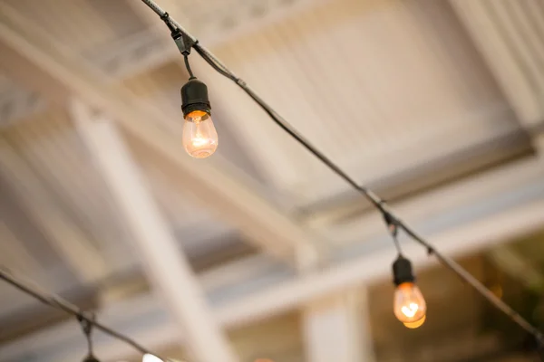 Wedding Reception String Lights — Stock Photo, Image