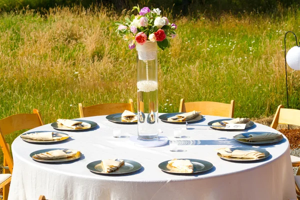 Mesa de jantar de recepção de casamento — Fotografia de Stock