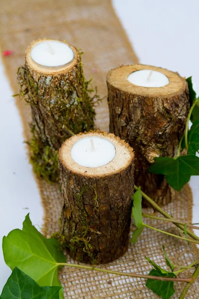 Velas da decoração da recepção do casamento — Fotografia de Stock