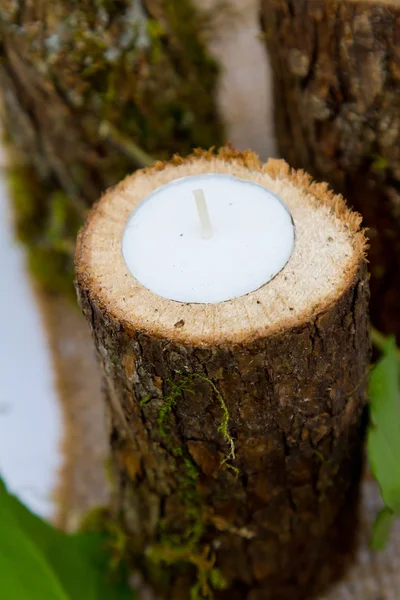 Velas da decoração da recepção do casamento — Fotografia de Stock