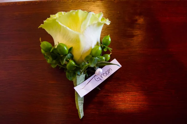 Boutineer for Groom on Wedding Day — Stock Photo, Image