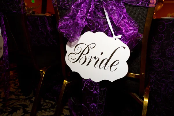 Bride Sign on Chair — Stock Photo, Image