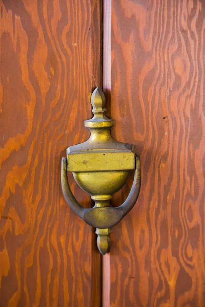 Antieke deur met Brass Knocker — Stockfoto