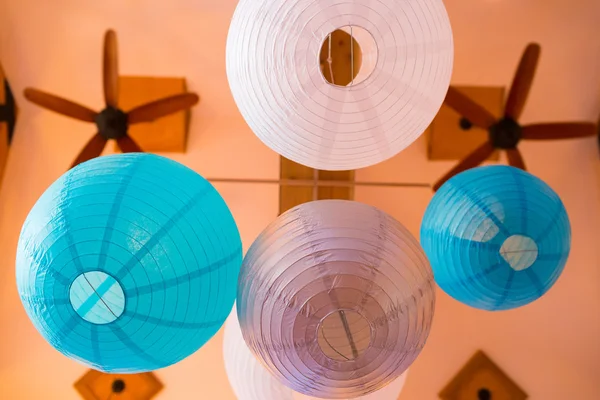 Blue and White Paper Lanterns — Stock Photo, Image
