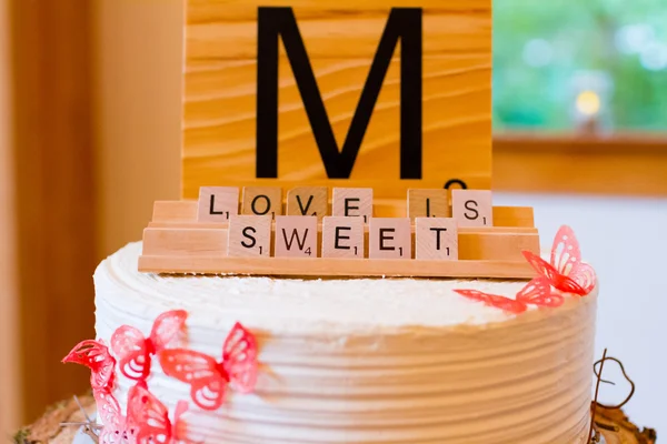 Scrabble Carta decoración de la boda — Foto de Stock