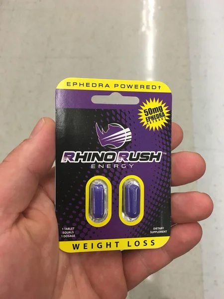 Rhino Rush Ephedra Píldoras de pérdida de peso de energía — Foto de Stock