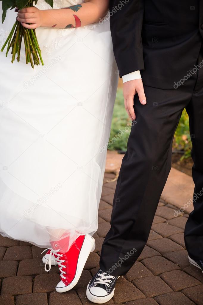 bride wearing converse