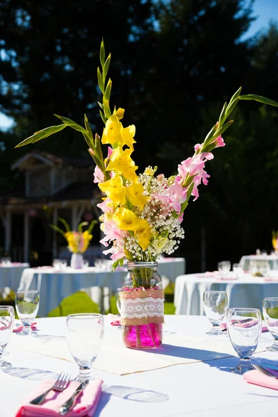 Decoração de mesa de recepção de casamento — Fotografia de Stock