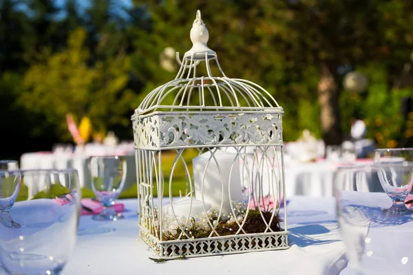 Decoração de mesa de recepção de casamento — Fotografia de Stock