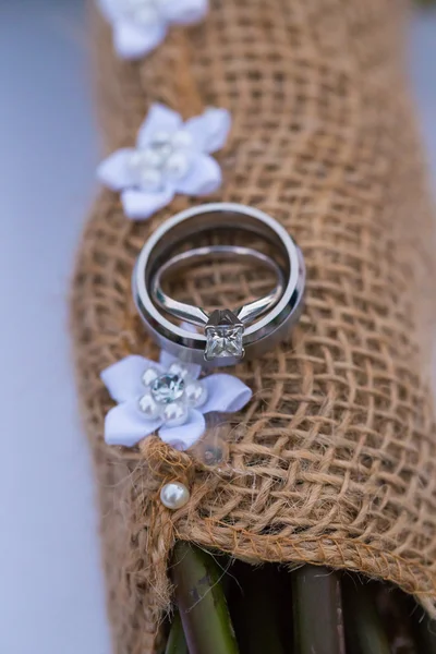 Novia y novio anillos de boda — Foto de Stock