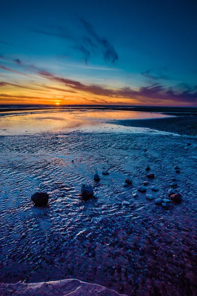 Oregon strand zonsondergang in Lincoln stad — Stockfoto