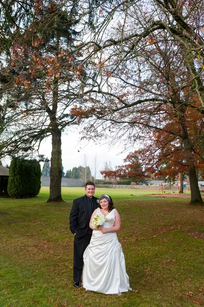 Novia y novio retrato en el día de la boda — Foto de Stock