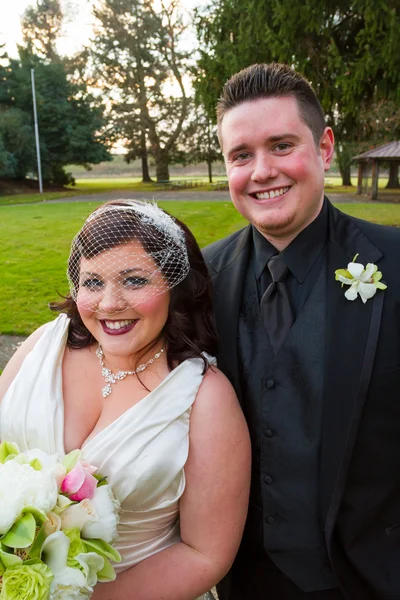Bruid en bruidegom portret op de huwelijksdag — Stockfoto