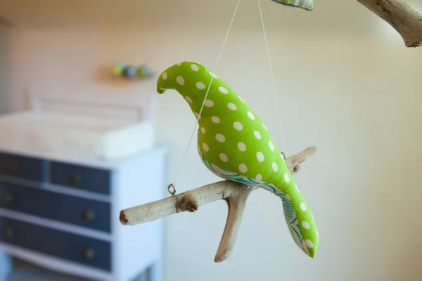 Handmade Sewn Bird Mobile in Nursery Room — Stock Photo, Image