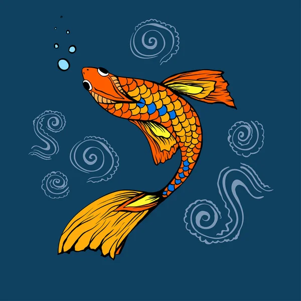 Векторная иллюстрация с золотыми рыбками — стоковый вектор