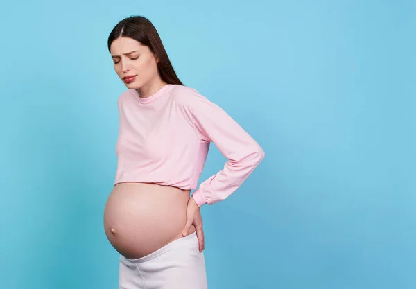 Young Pretty Caucasian Pregnant Girl Light Clothes Months Old Experiencing — Stock Photo, Image