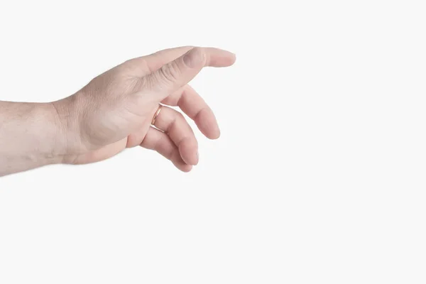 Prawa Ręka Mężczyzny Próbującego Coś Złapać Lub Złapać Fling Dotknij — Zdjęcie stockowe