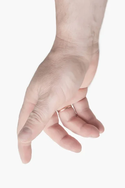 男人的手在白色的背景上表现出不同的手势 表现出不同的手势 — 图库照片